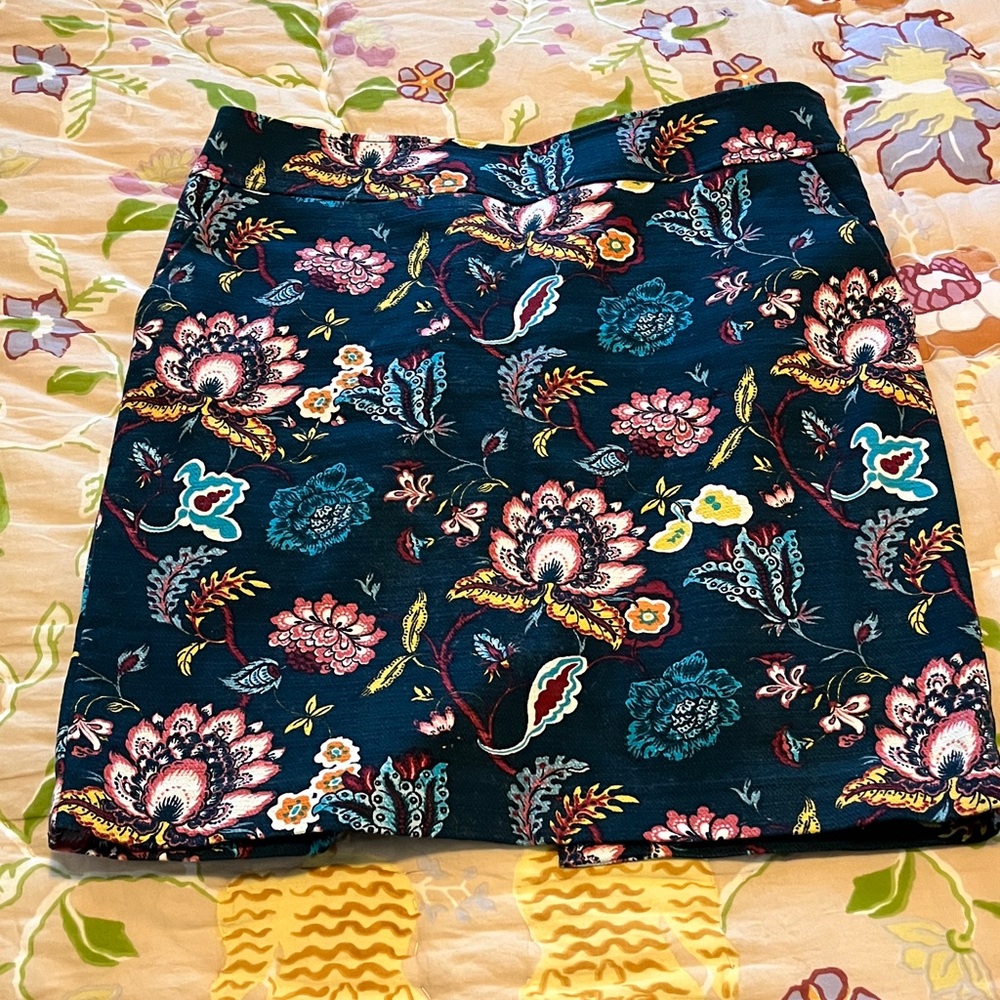 LOFT Floral Pencil A-line Skirt size 14